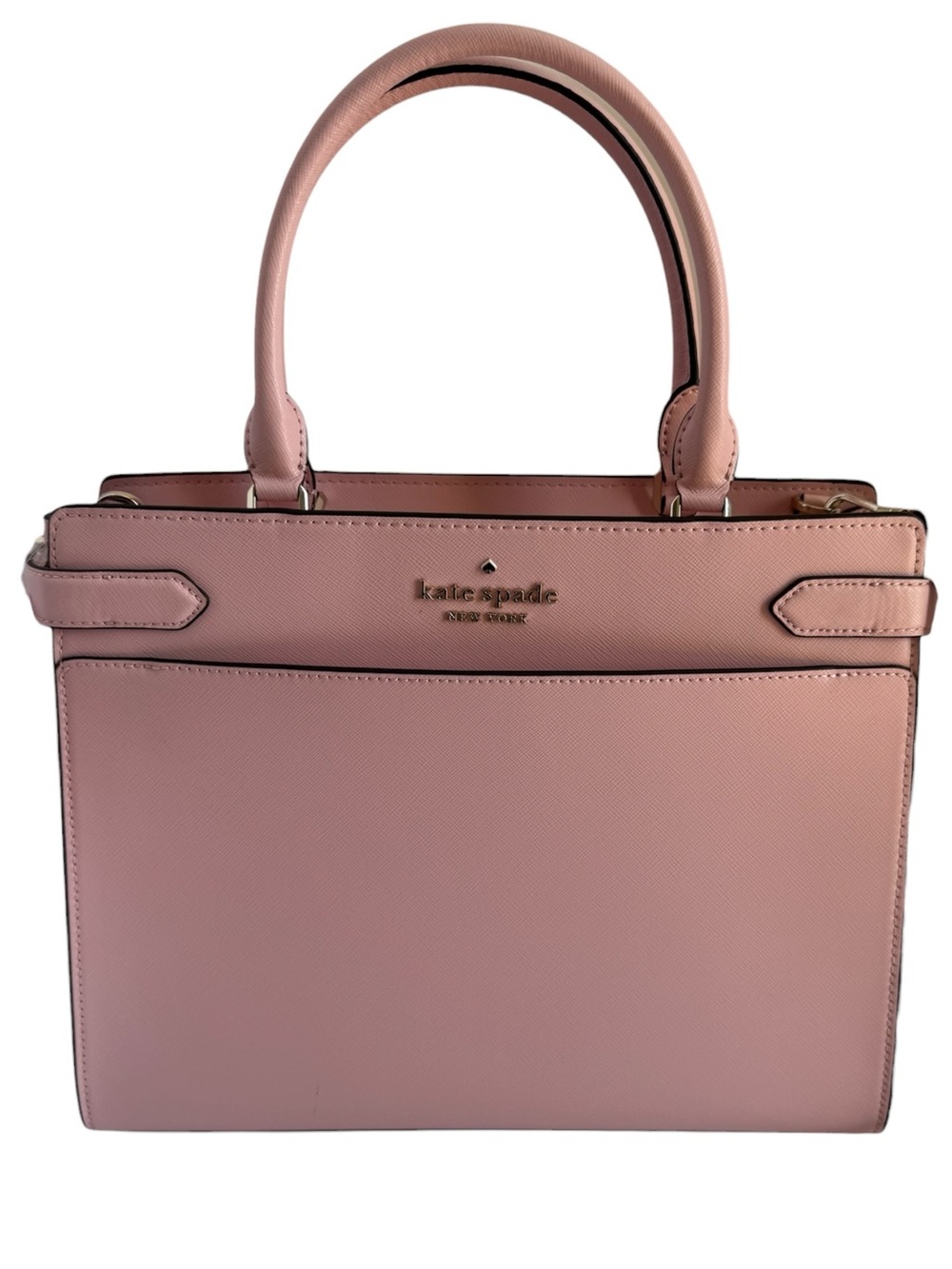 Kate Spade Large Staci Satchel Blush Pink Saffiano Leather Classy Crossbody Bag